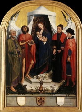 Rogier van der Weyden Painting - Virgen con el Niño y Cuatro Santos Rogier van der Weyden